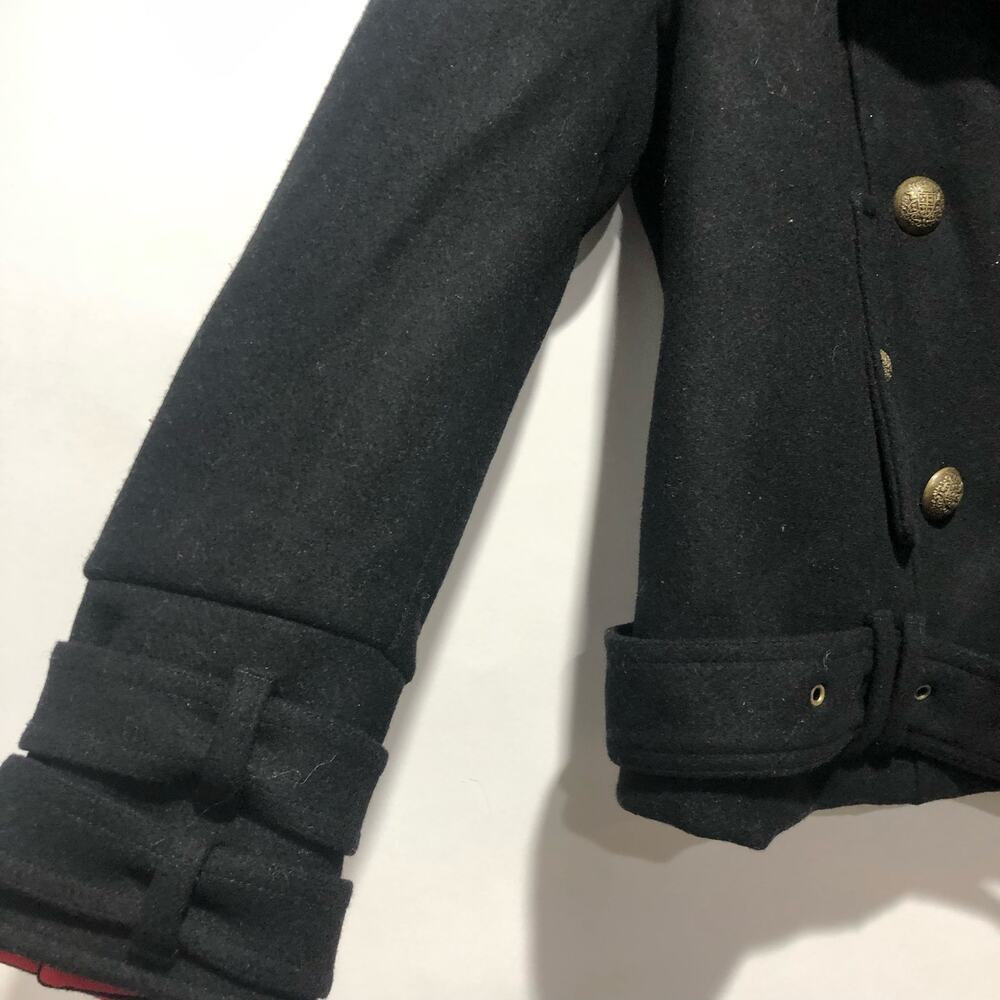 Free People Cecelia Peacoat Jacket Coat Button Front Buckle Detail Black Size M - Picture 14 of 15